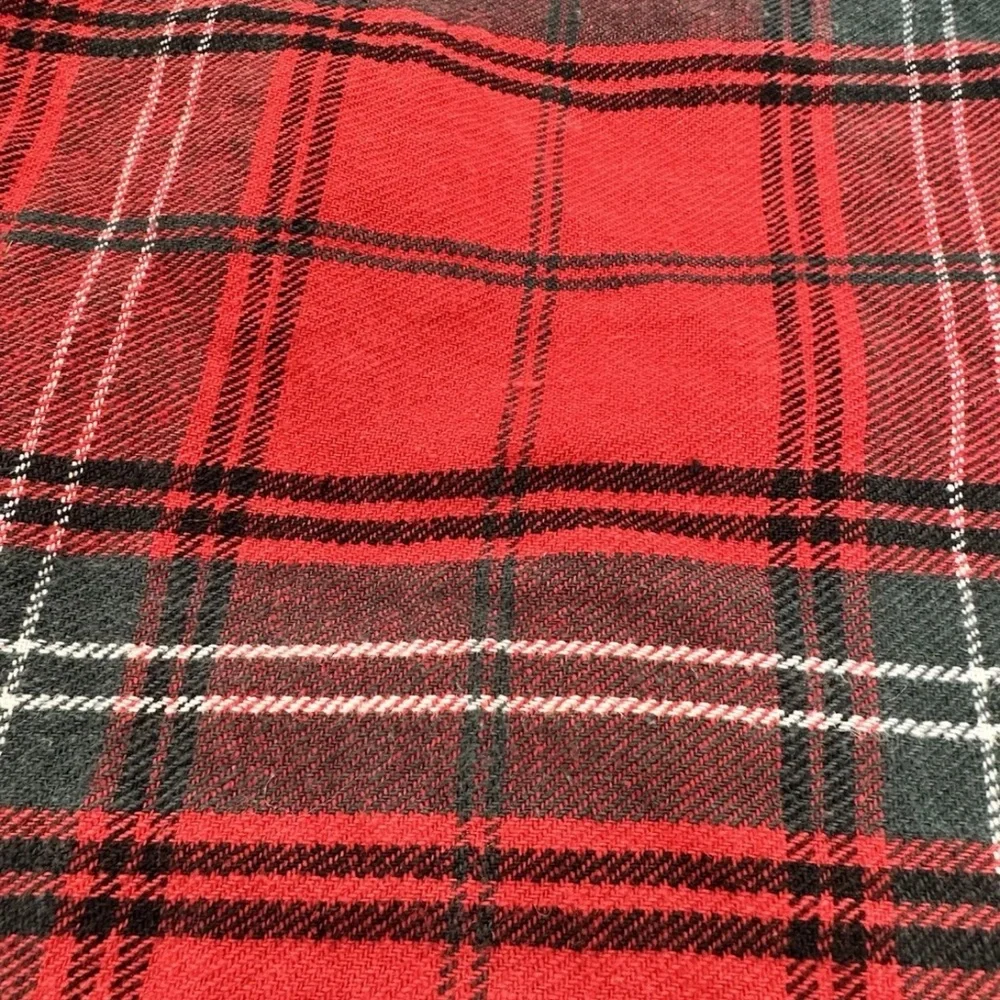 Williams Sonoma Linen Blend Duvet King Size Red Tartan Plaid NO INSERT